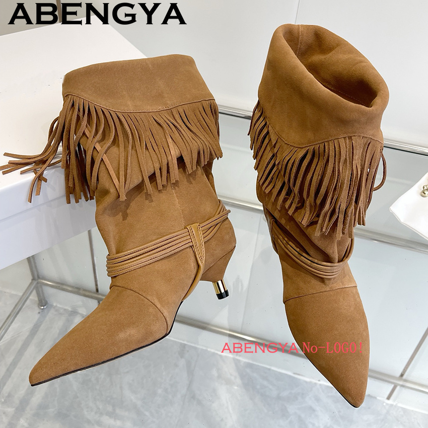 รองเท้าบูทเชลซีหนังกลับแต่งพู่ - Ethnic Fashion Design บทวิจารณ์และราคา