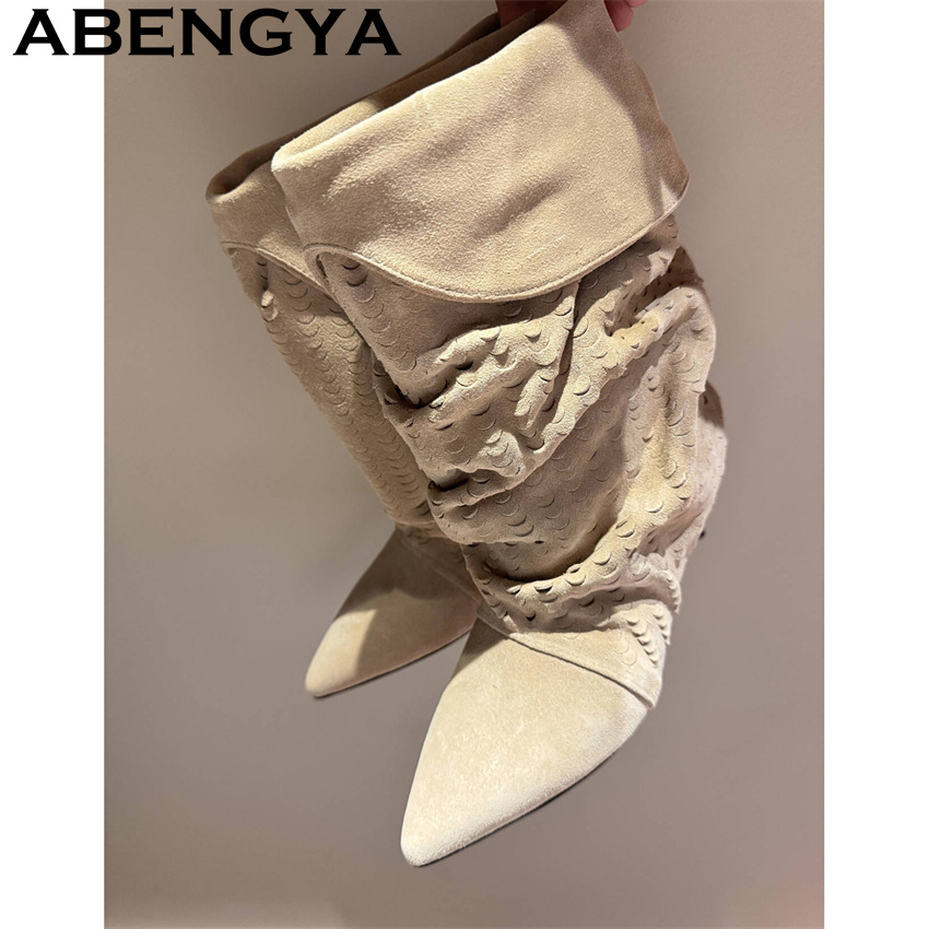 รองเท้าบูทสั้นระดับกลางน่องสำห - Ethnic Fashion Women บทวิจารณ์และราคา