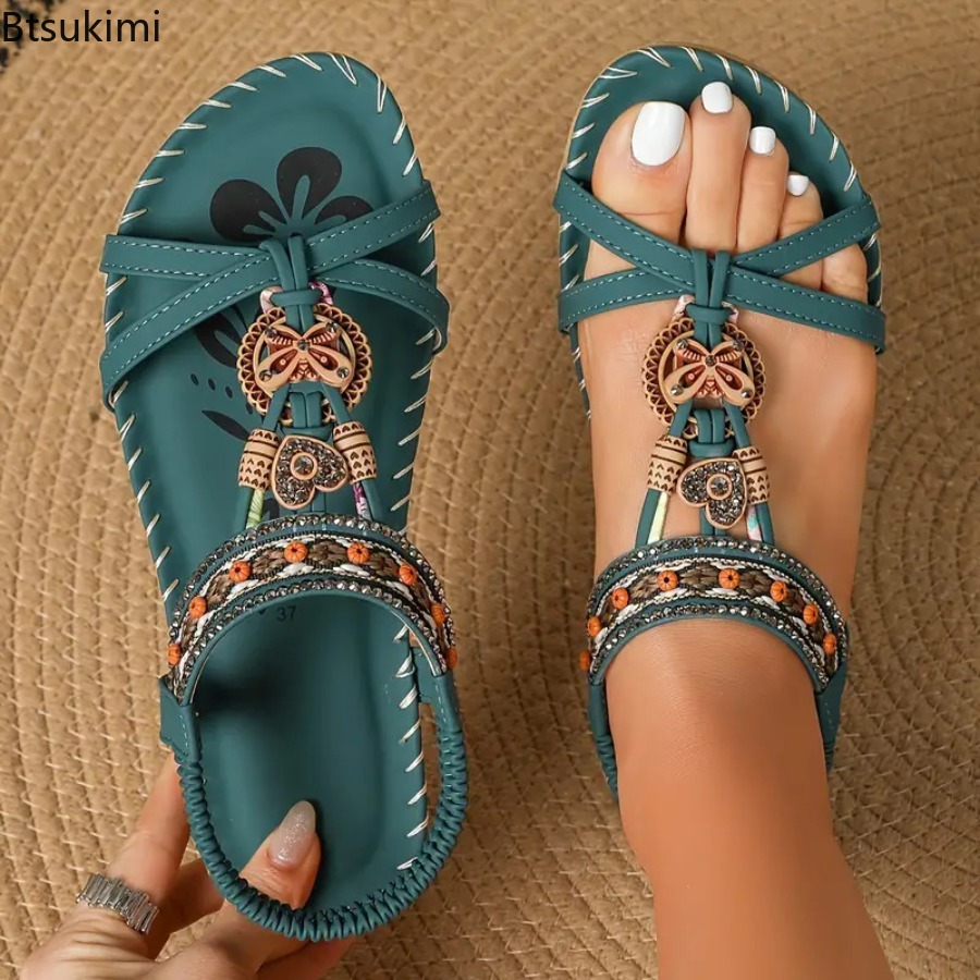 รองเท้าแตะสไตล์โบฮีเมียนสำหรับ - Ethnic Fashion Women บทวิจารณ์และราคา