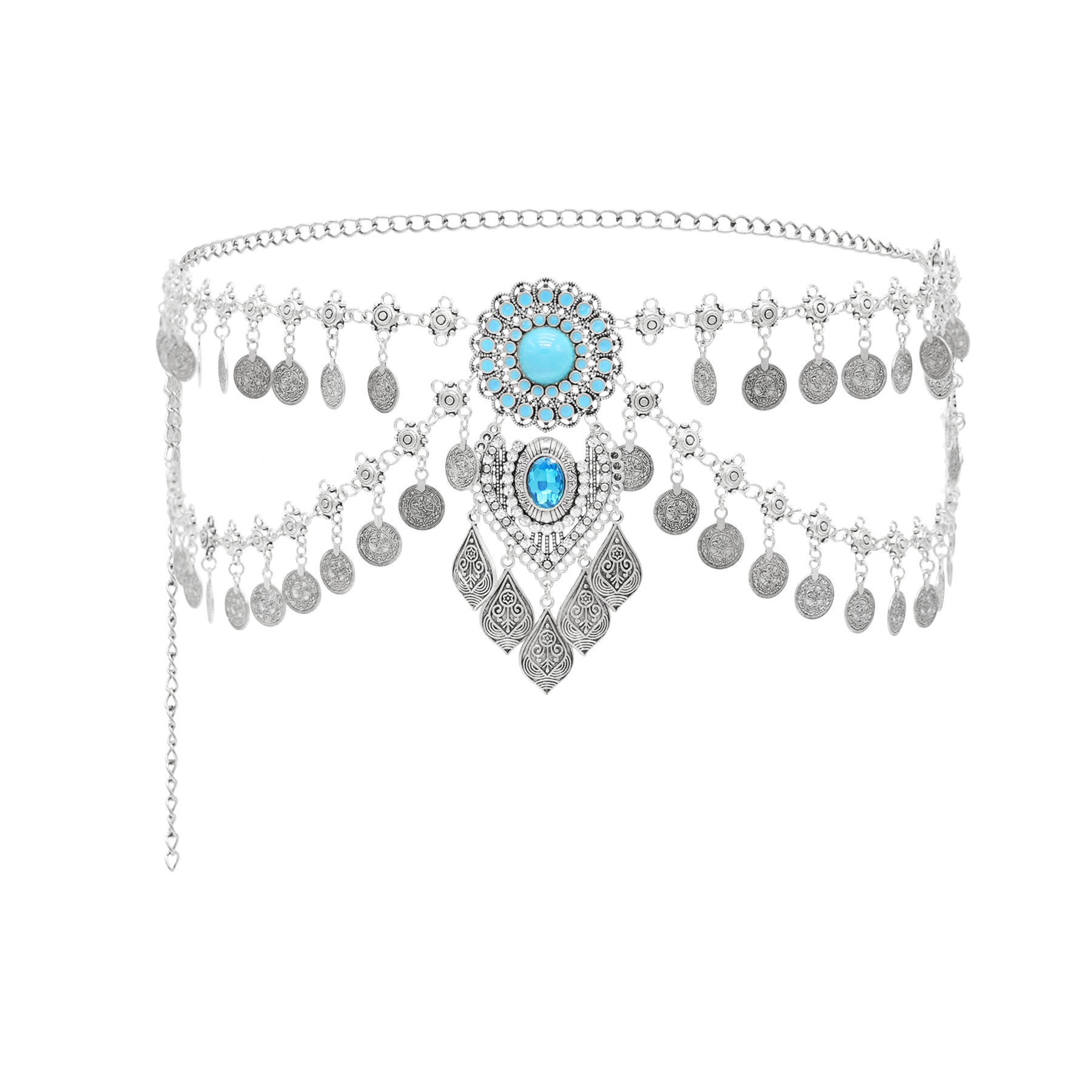 สร้อยคาดเอวสีเทอร์ควอยส์เทียมป - New Ethnic Fashion บทวิจารณ์และราคา